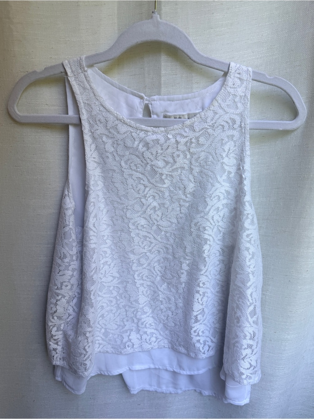 Abercrombie & Fitch White Floral Lace Layered Trapeze Tank Top S